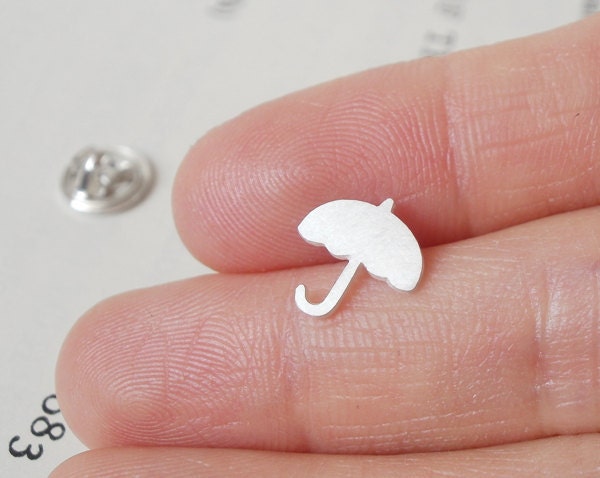 umbrella pin/ lapel pin/ tie tack in sterling silver, handmade in England