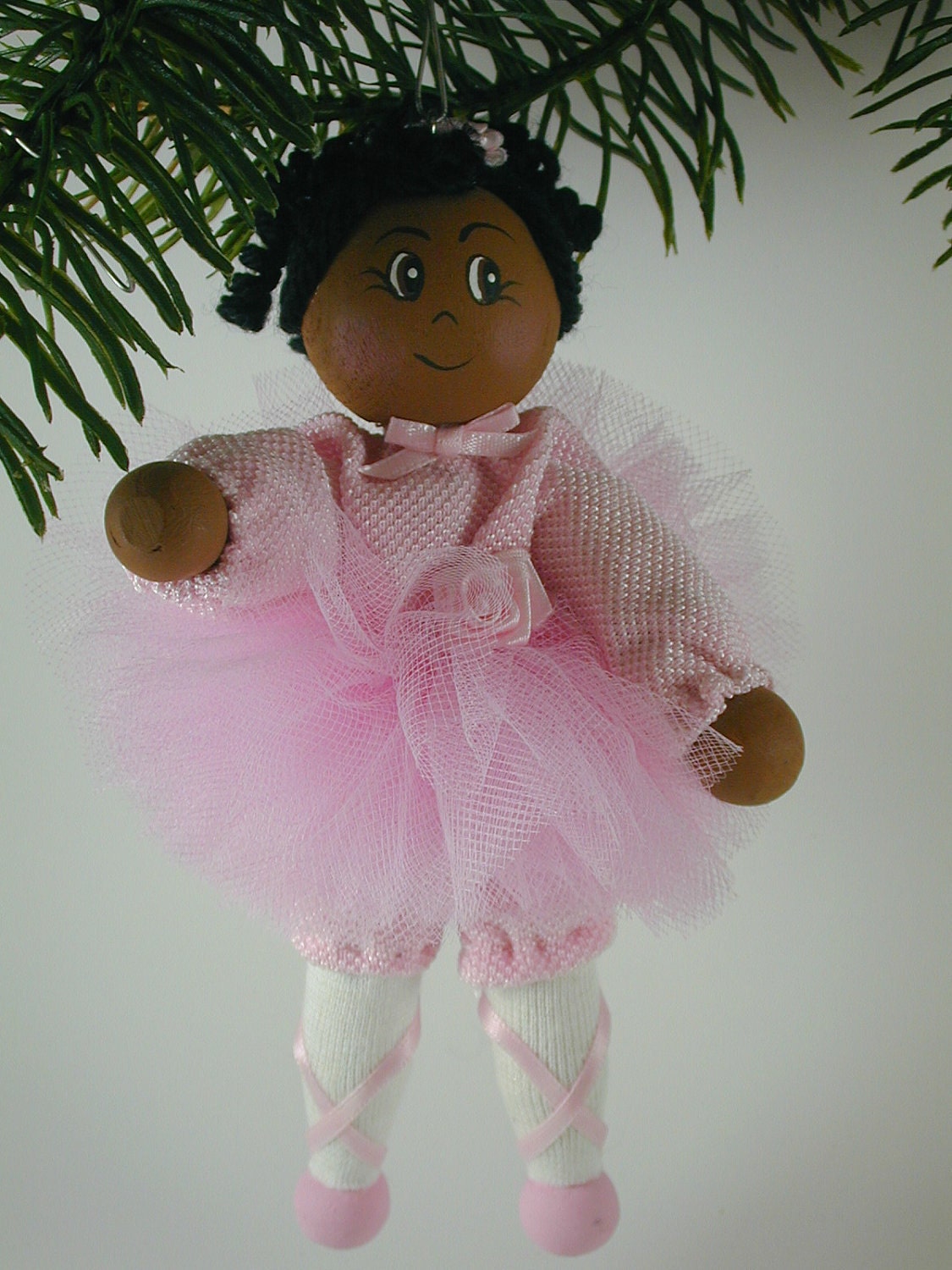 African-American Ballarina Clothespin Doll Ornament
