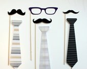 Photobooth Props on a Stick - Tie one One - Mens Neck tie, Mustache, Glasses on a Stick