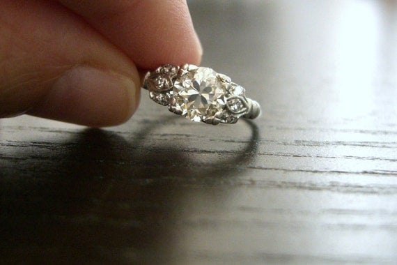Vintage Edwardian Platinum Diamond Engagement Ring (Reserved for Liam)