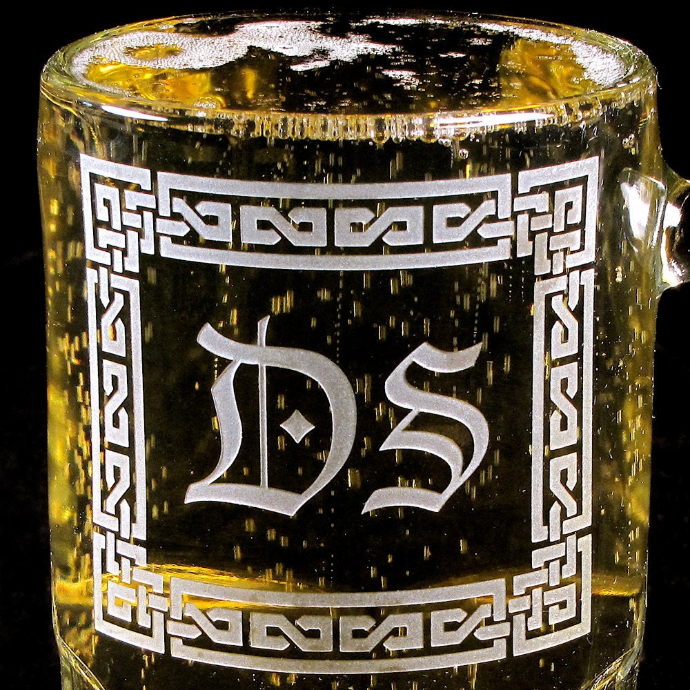 Three Celtic Knot Beer Steins, Monogrammed Groomsmen Gifts