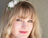 Simple wedding headband, white bouquet of flowers
