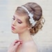 Wedding flower headband, Pearl tie headband for weddings with ivory flowers, bridal hair accessory