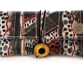 Button Clutch - organic abstract vintage fabric