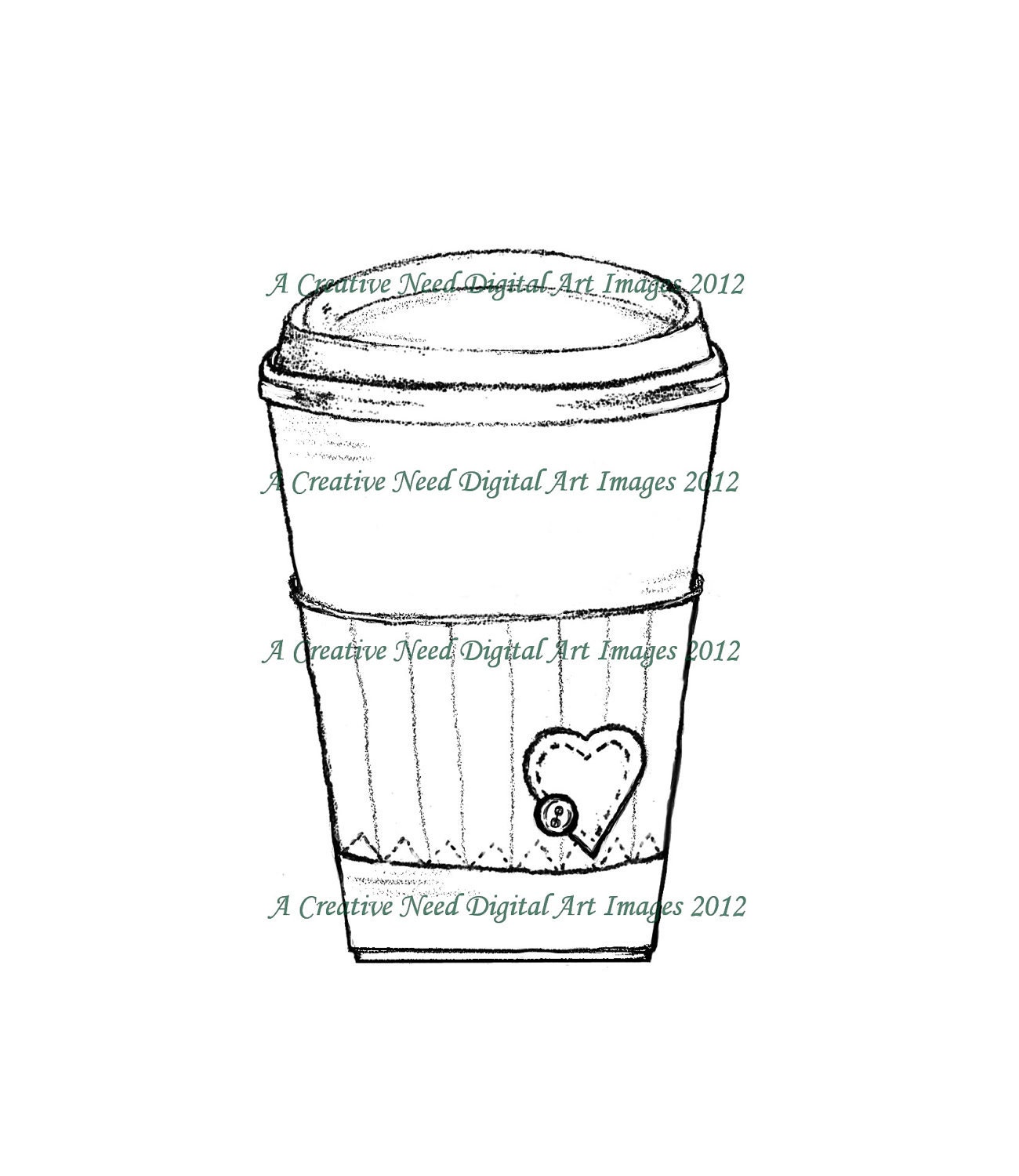 INSTANT Download Digital Stamp Image LOVE me a Cup of COFFEE