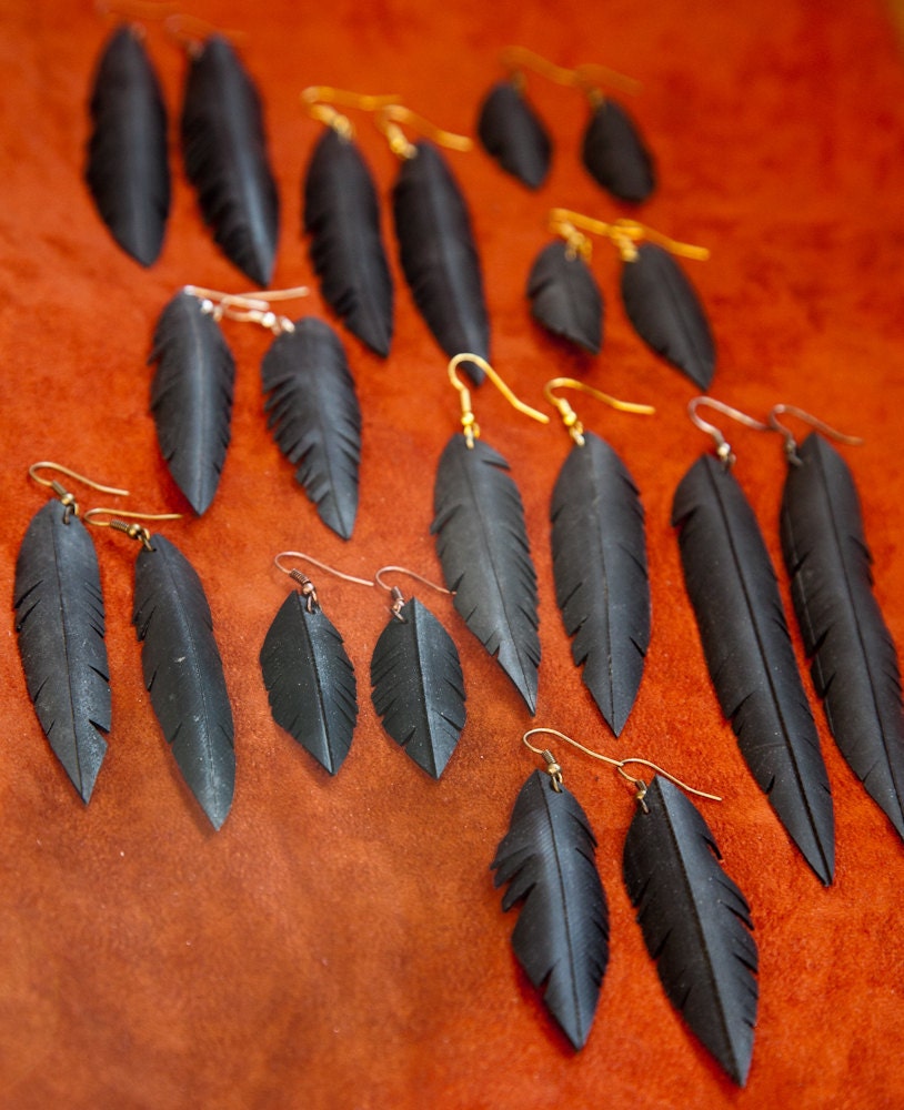 Vegan Feather Bike Tube Earrings - Made to Order