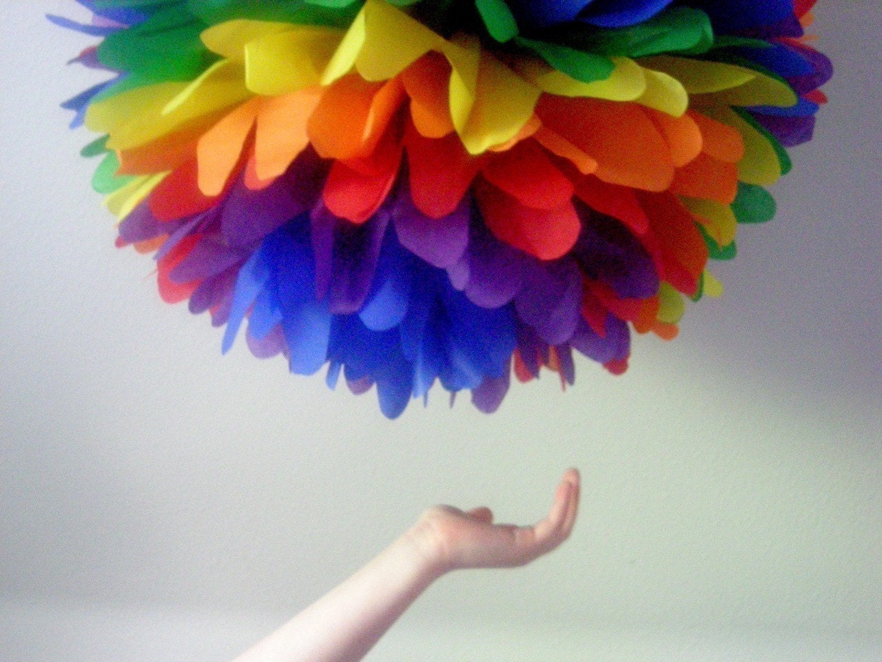 Rainbow ... 1 tissue paper pom // birthday // nursery // party decorations Il_570xn