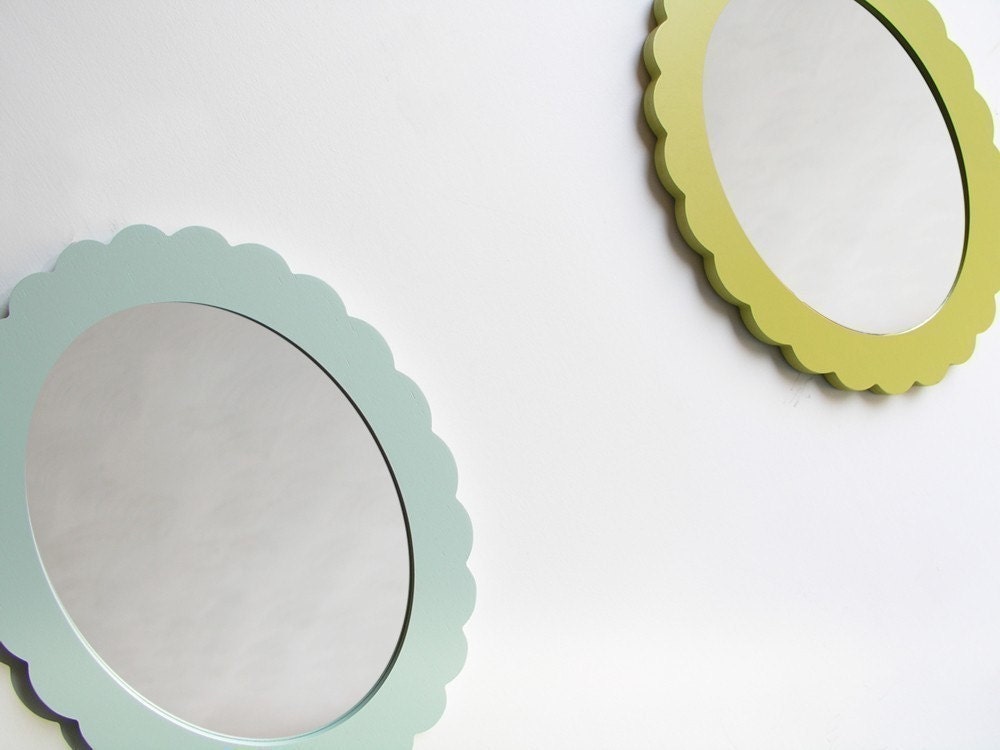 scallop accent mirror white chartreuse vintage blue apple green tangerine ash grey