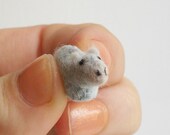Tiny Hippopotamus --  miniature wild animal zoo Africa safari hippo grey gray felt plush fairy garden terrarium decorations embellishment