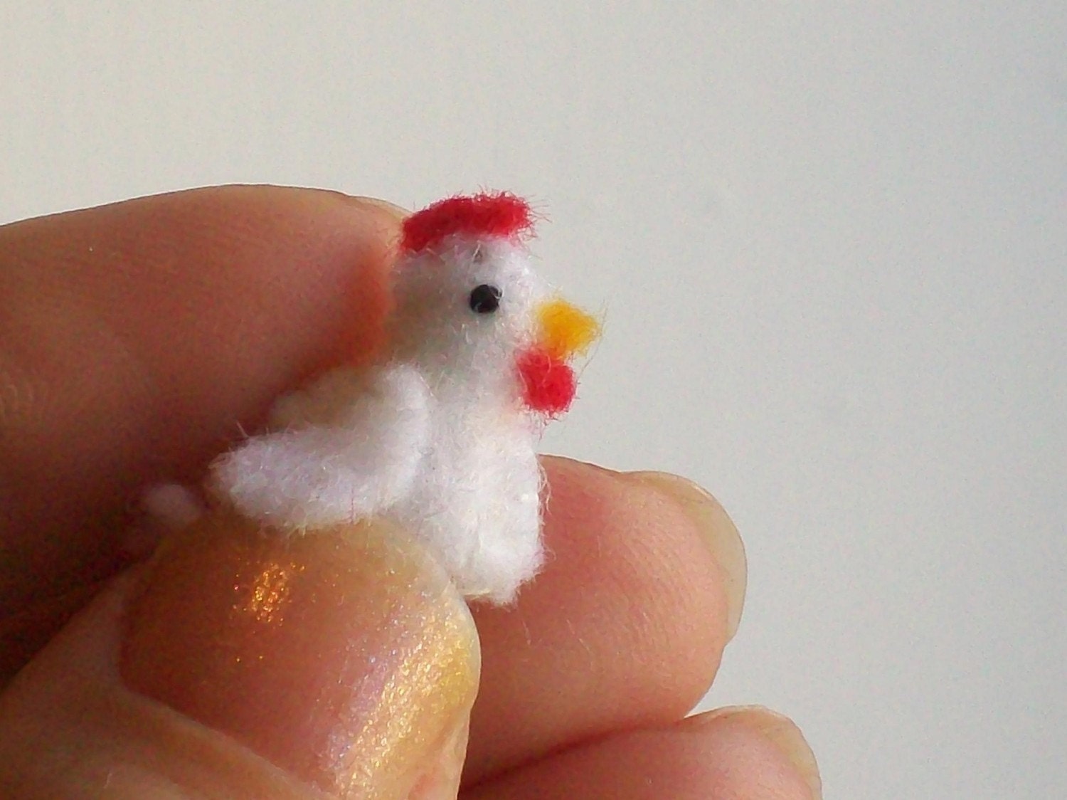 Tiny Chicken -- miniature white hen barn farm animals birds pets dollhouse diorama terrarium shadow box