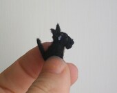 Tiny Scottie Dog -- miniature black puppy Scotland felt pocket charm decoration collectible mini micro stuffed plush