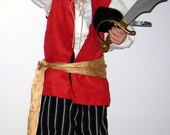 Boys Custom Made Pirate Costume Shirt, Vest, Pants, Sash