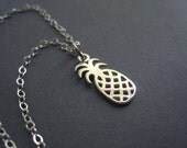Tiny Sterling Silver Necklace - Sterling Silver Pineapple Necklace - Tiny Pineapple Necklace