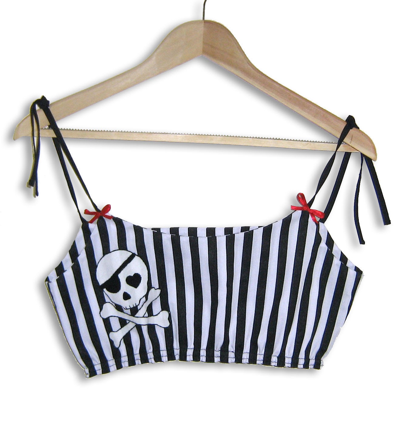 Rockabilly Cropped Pyjama Top with Pirate Skull Tattoo - MADE TO ORDER - Sizes S/M/L