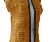 Vest Crochet, Spice and Dark Brown Organic Cotton, Size Medium