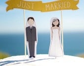 Wedding Cake Topper Set - Common Phrases Banner / Bride and/or Groom Cake Toppers