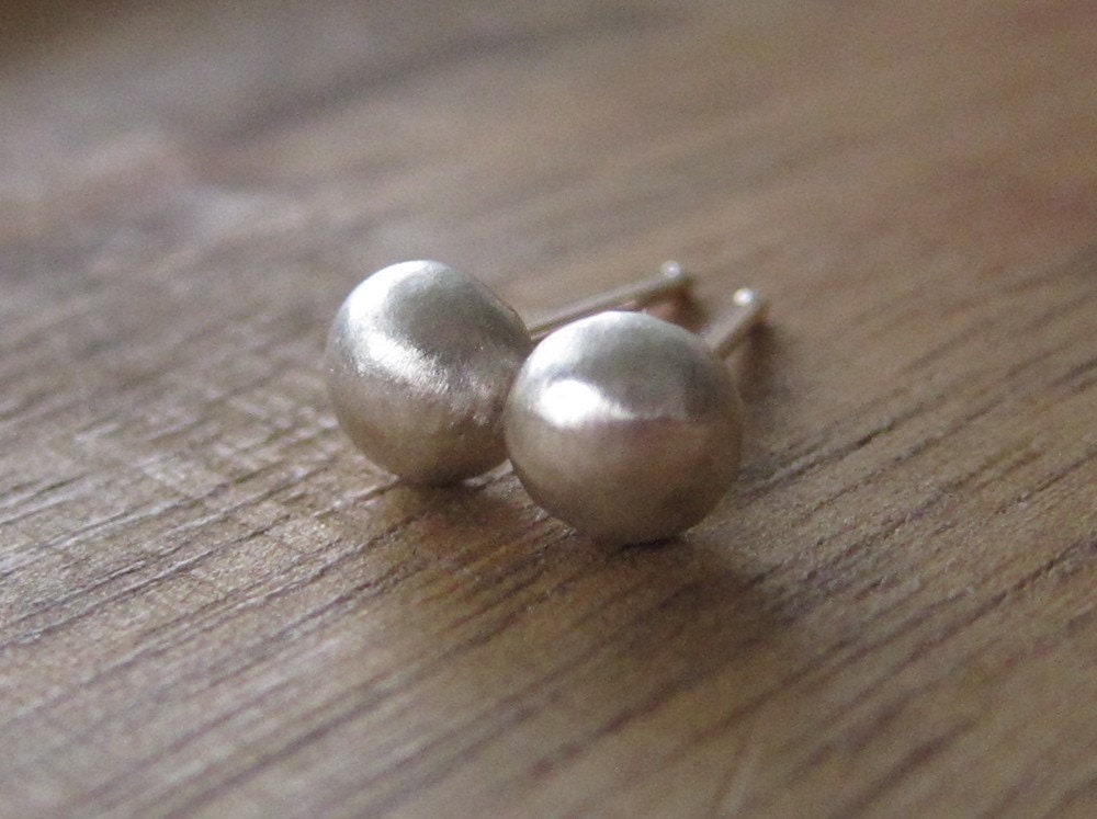Recycled Sterling Silver Post Earrings Brushed Finish Organic Studs