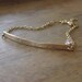Gold Bar Bracelet Hammered with White Topaz