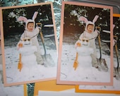 EASTER BUNNY & SNOWMAN greeting card