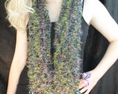 Last friday night hand knit hand embroider sequin rainbow scarf