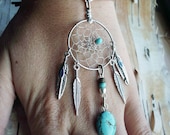 Bohemian  Dreamcatcher Slave Bracelet Boho Hippie Stone Tribal Gypsy Silver Turquoise Twilight Dream Catcher Native American Inspired