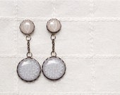 Boho Wedding earrings - Boho jewelry - Neutral tones, beige, grey (E053)