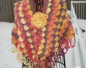 Ready to ship /GORGEOUS Shades of Winter Sunset / Fall Into Autumn/ Handmade Crochet Crocodile Stitch Pattern SCARF/SHAWL- All Seasons