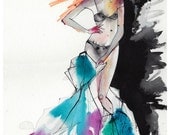 Strip // ORIGINAL WATERCOLOR & ink fashion illustration