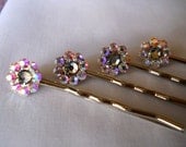 Black Diamond Crystal Hair Pins - Set of Four