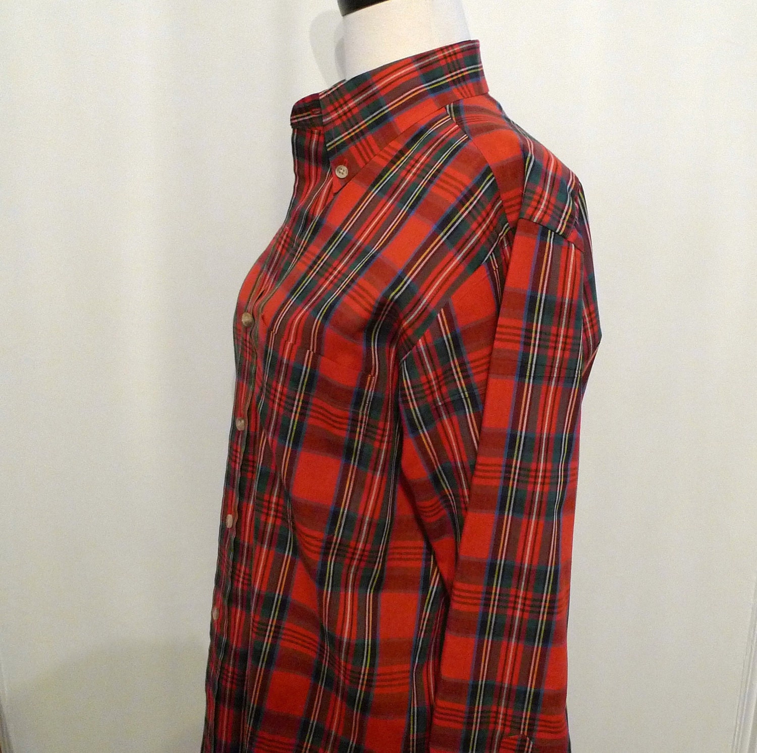 SALE Classic Crisp Tartan Plaid Long Sleeved Oxford Shirt, London Fog Nor' Easter Menswear Top