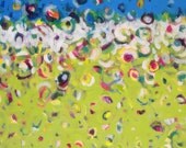 16x20 original painting canvas art turquoise lime - Rejoice