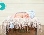 Newborn elf hat blue and white striped