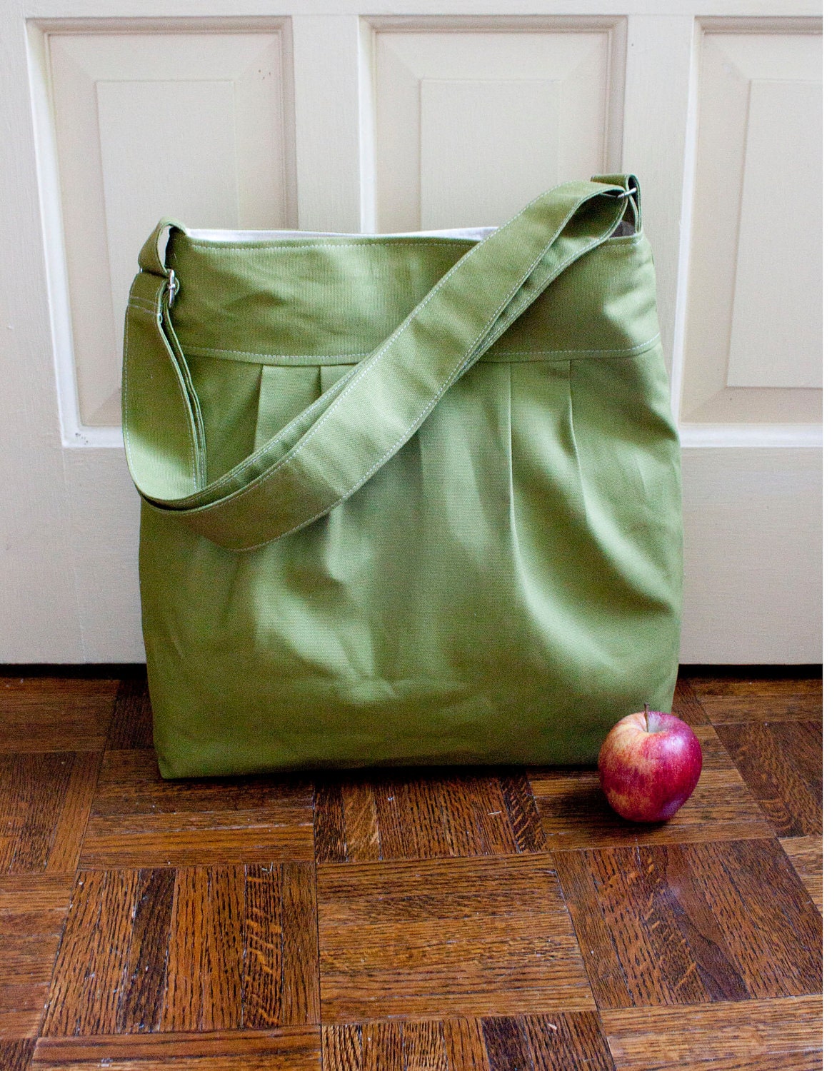 boys diaper bag // green cross body messenger bag // pea green // made to order // the bravo bag