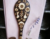 custom short wooden spoon-flower lovebird woodburned utensil, valentine baking hostess gift