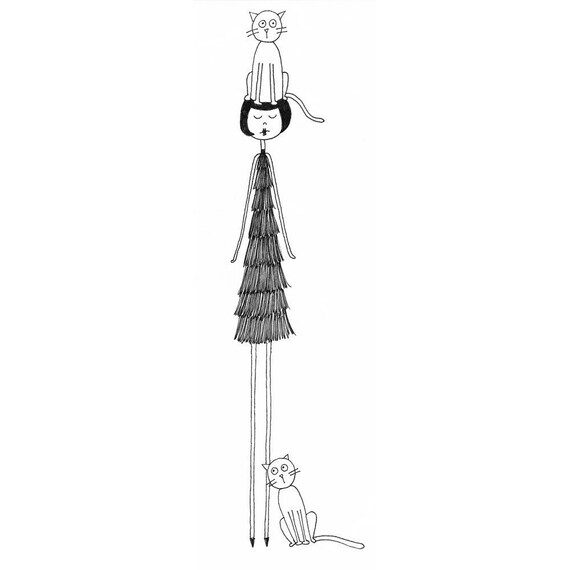 Crazy cat lady // 8x10 kitty cat lover feline art print