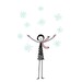 Snowflakes and happiness // Snowy winter day illustration // 8x10 art print
