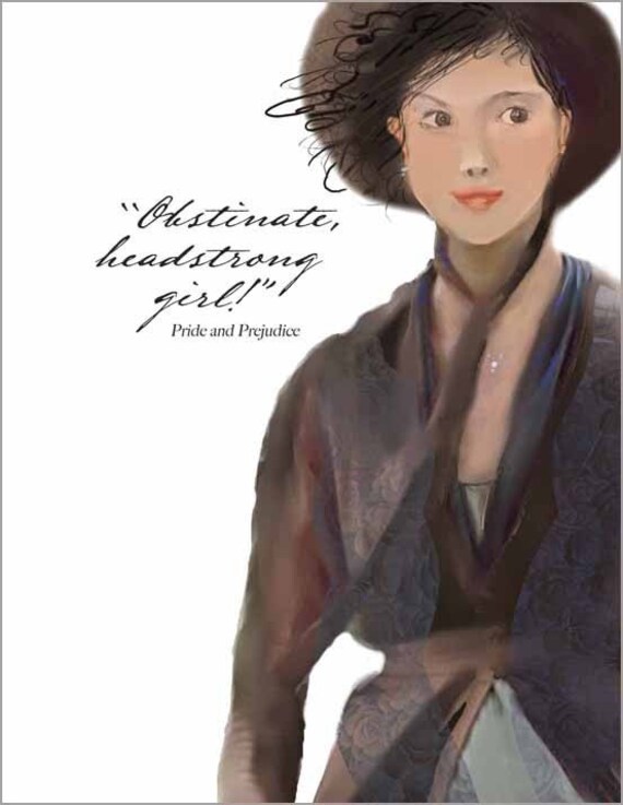 Note cards - Jane Austen - Obstinate, headstrong Girl  (set of 4)