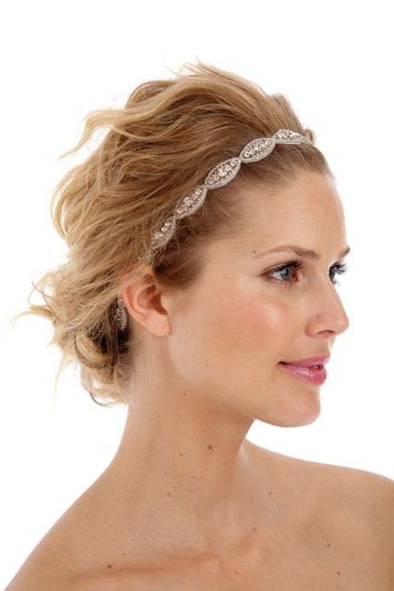 READY TO SHIP- Best Seller - Poppy Single Headband- Bridal, crystal, beaded, bohemian, tie on, wedding, headpiece