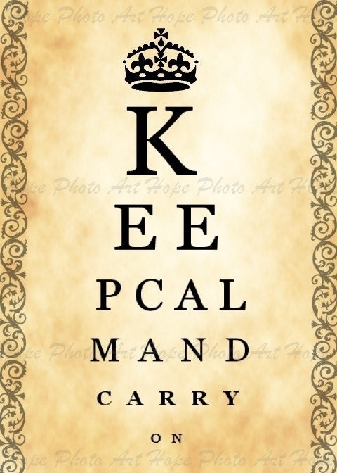 Keep Calm Carry On Eye Chart 5x7 Digital Collage Sheet - Printable art greeting cards paper supplies digital paper- U Print  sh148