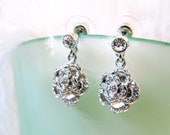 Rose Earrings, Rhinestone Bridal Rose Flower Earrings, Bridal dangle earrings, Bridesmaid Earrings - Rose