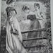Pretty Ladies in Fashion Dresses, picking Buttercups - Antique Engraving Print Illustration - 1880's