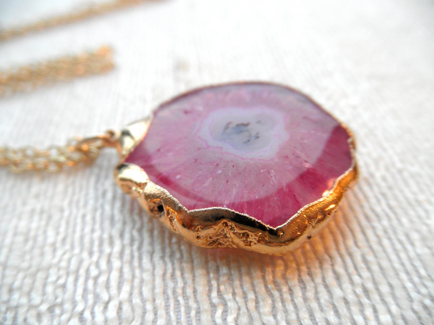 Pink solar quartz necklace - stalacite druzy necklace - gold necklace - pink necklace - D R U Z Y