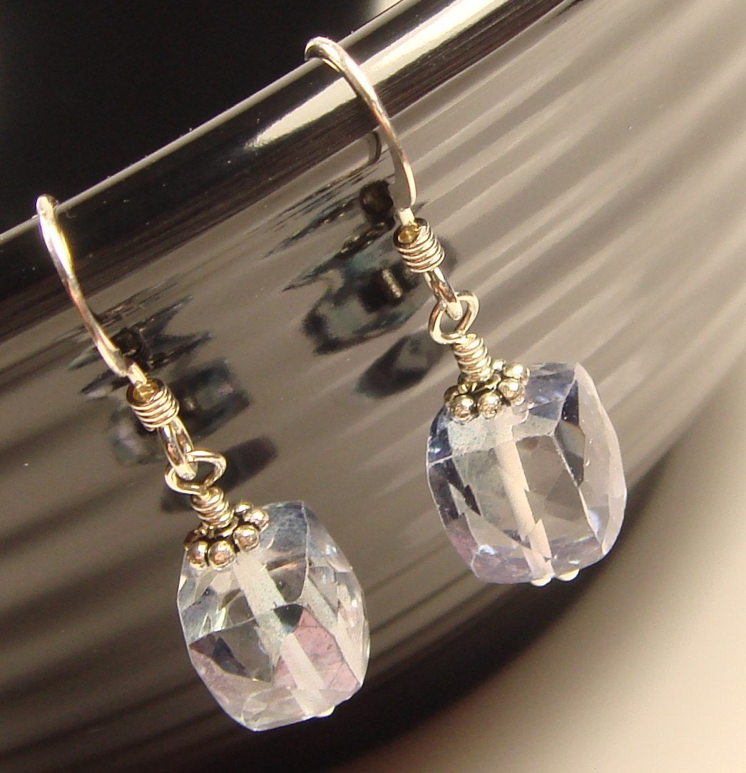 divine.  tanzanite mystic quartz cube earrings // bridal bridesmaid jewelry
