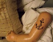 Vintage Doll Arm - Anchors Away Flash Art Doll Arm - Tattoo - Sailor