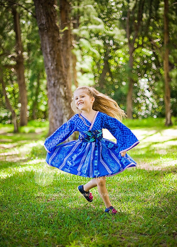 Kimono Dress, Blue Beauty, many childrens sizes, by SunLoveShirts