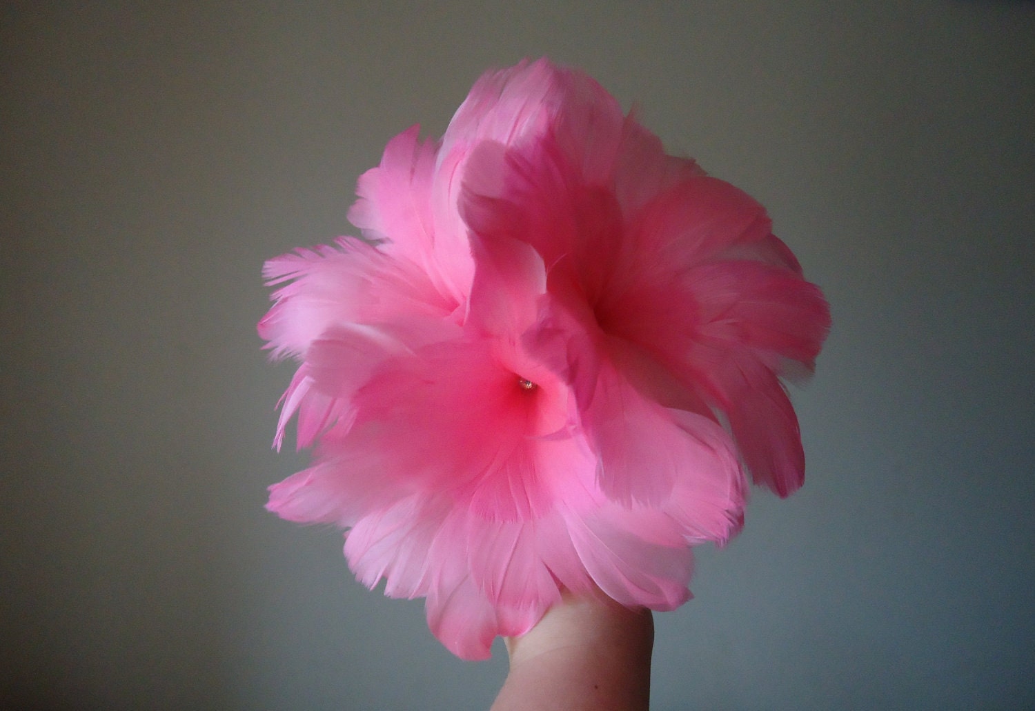 Weddings bridesmaids bouquet pink feathers by eeek