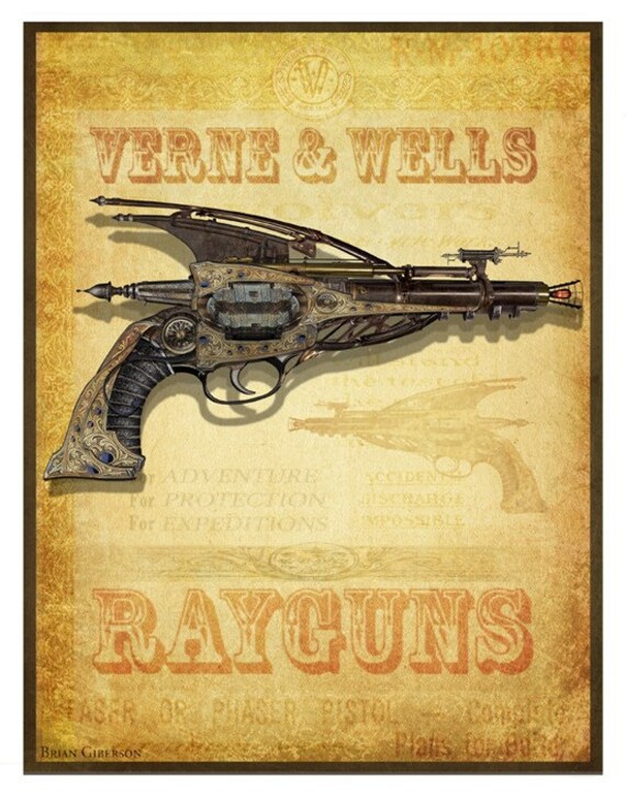 Steampunk Vintage Ad Series - Raygun - Art Print by Brian Giberson