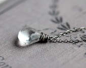 Quartz Necklace Sterling Silver and White Crystal Quartz in Sterling Silver Modern Necklace - Icicle - Winter Holiday Fashion