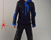 Warm Winter Jester Hoodie with contrast fabric d rings and stitching