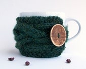 Pine Green Cup Cozy - Emerald Coffee Cozy - Forest Wood  Woodland Military Army Hunter Green - Fathers Day Gift